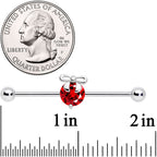 14G Red Gem Precious Holiday Ornament Industrial Barbell 38mm
