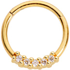 16G 3/8 Clear CZ Gem Gold Tone Quartet Hinged Segment Ring