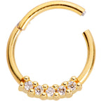 16G 3/8 Clear CZ Gem Gold Tone Quartet Hinged Segment Ring