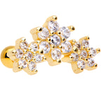 16G 5/16 Clear CZ Gold Tone Flowers Cartilage Tragus Earring