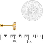 16G 5/16 Clear CZ Gold Tone Flowers Cartilage Tragus Earring