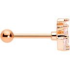 18G 5/16 Clear CZ Rose Gold Tone Crown Cartilage Tragus Earring