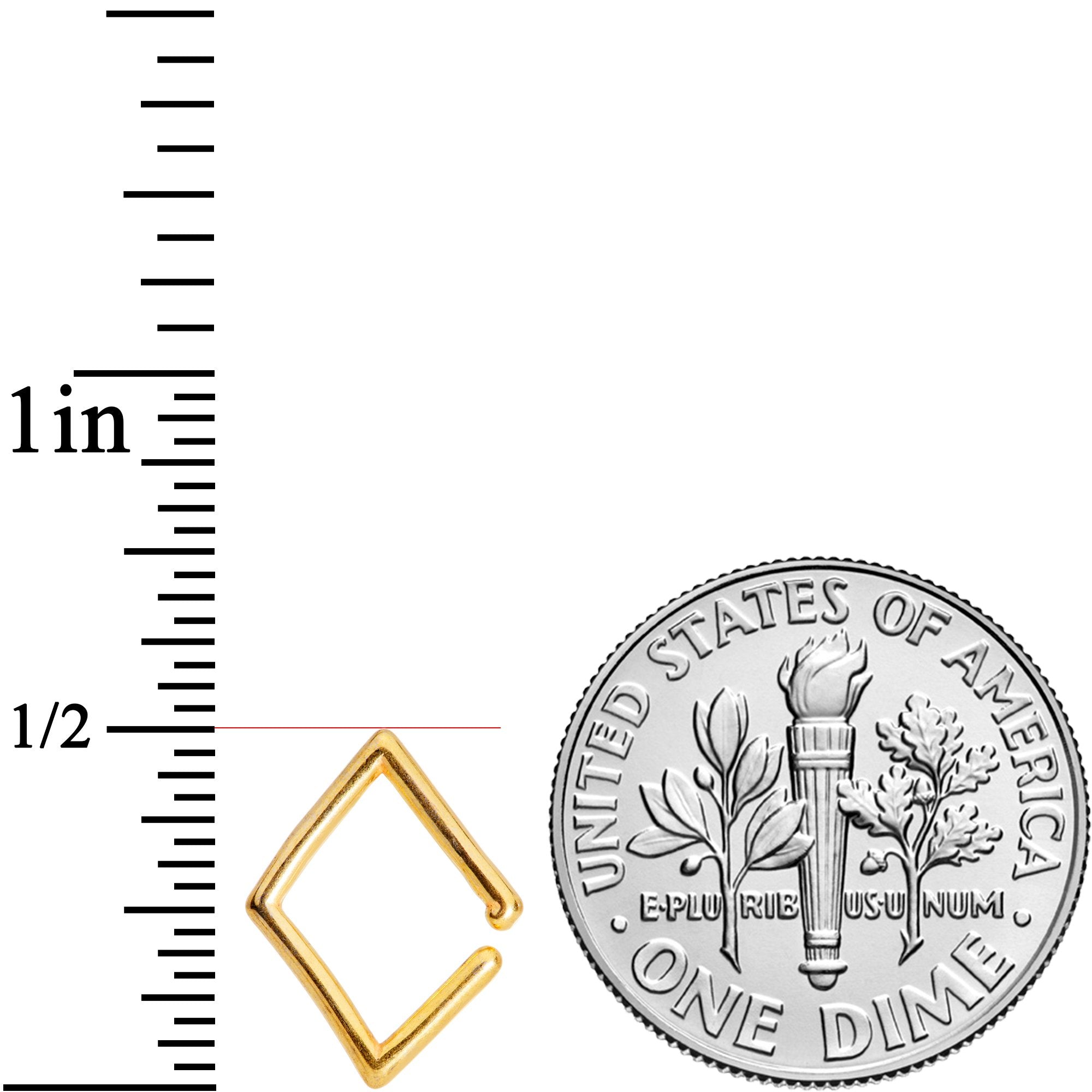 16G 3/8 Gold Tone Rhombus Closure Ring