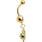 Clear Gem Gold Tone Glow Orb Unicorn Dangle Belly Ring