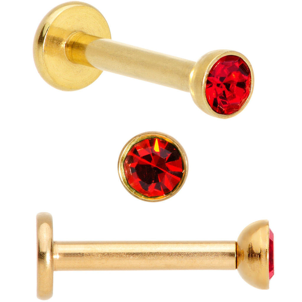 16G 5/16 Gem Gold Tone Holiday Cartilage Tragus Earring Set of 3