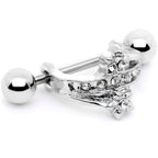 16G 1/2 Clear Gem Cross Crown Cartilage Cuff