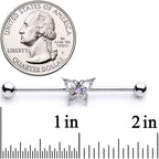 14G White Synthetic Opal Butterfly Industrial Barbell 38mm