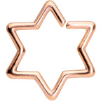 16G 3/8 Rose Gold Tone Hexagram Star of David Closure Ring