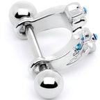 16G 1/2 Blue Gem Cross Crown Cartilage Cuff
