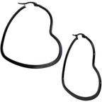 50mm Black Tone PVD Stainless Steel Heart Hoop Earrings