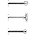 16G 5/16 Clear Gem Flower Top Labret Tragus Set of Three
