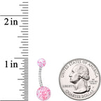 Clearly Coiled Pink Glitter Explosion Twisted Belly Ring