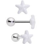 16G 1/4 Green White Glow Star Hand Cartilage Earring Set of 3