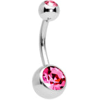 Pink Gem Valentines Day Winged Heart Belly Ring Set of 4