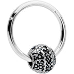 16G 3/8 Tiny Texture Pattern Bead Hinged Segment Ring