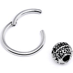 16G 3/8 Tiny Texture Pattern Bead Hinged Segment Ring