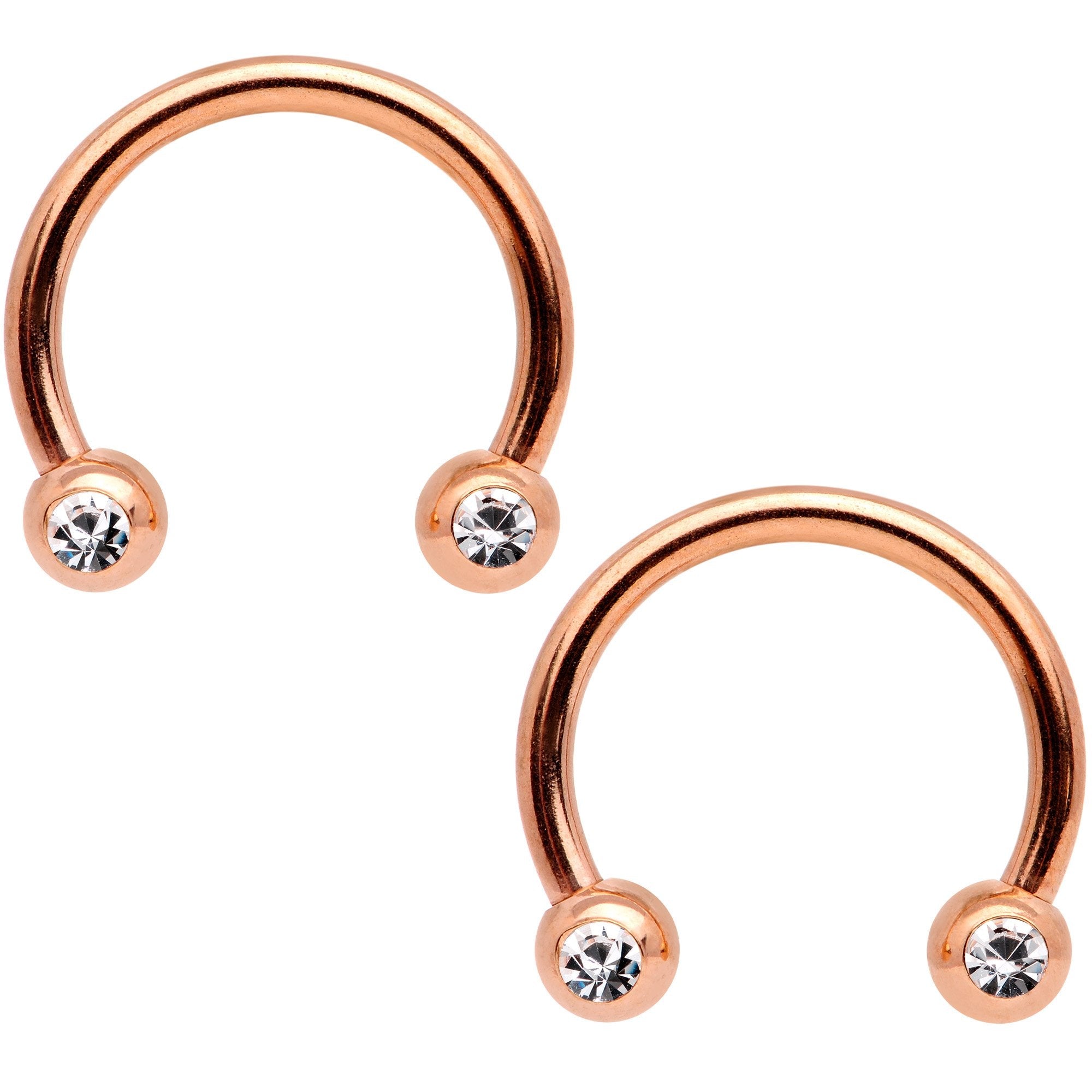 14G White Faux Opal Rose Gold Tone Sun Moon Nipple Ring Set of 4