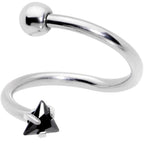 16G 3/8 Goth CZ Gem Triangle Spiral Twister Eyebrow Ring Set