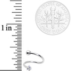 16G 3/8 Goth CZ Gem Triangle Spiral Twister Eyebrow Ring Set