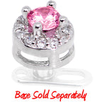 14G Clear Pink CZ Two Tier Externally Threaded Dermal Anchor Top