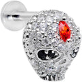 16G 1/4 Clear Red CZ Gem Punk Skull Labret Monroe Tragus