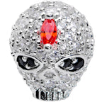 16G 1/4 Clear Red CZ Gem Punk Skull Labret Monroe Tragus