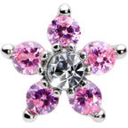 16G 5/16 Clear Pink CZ Gem Star Internally Threaded Labret Tragus