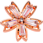 16G 5/16 Clear CZ Gem Rose Gold Tone Flower Labret Monroe Tragus