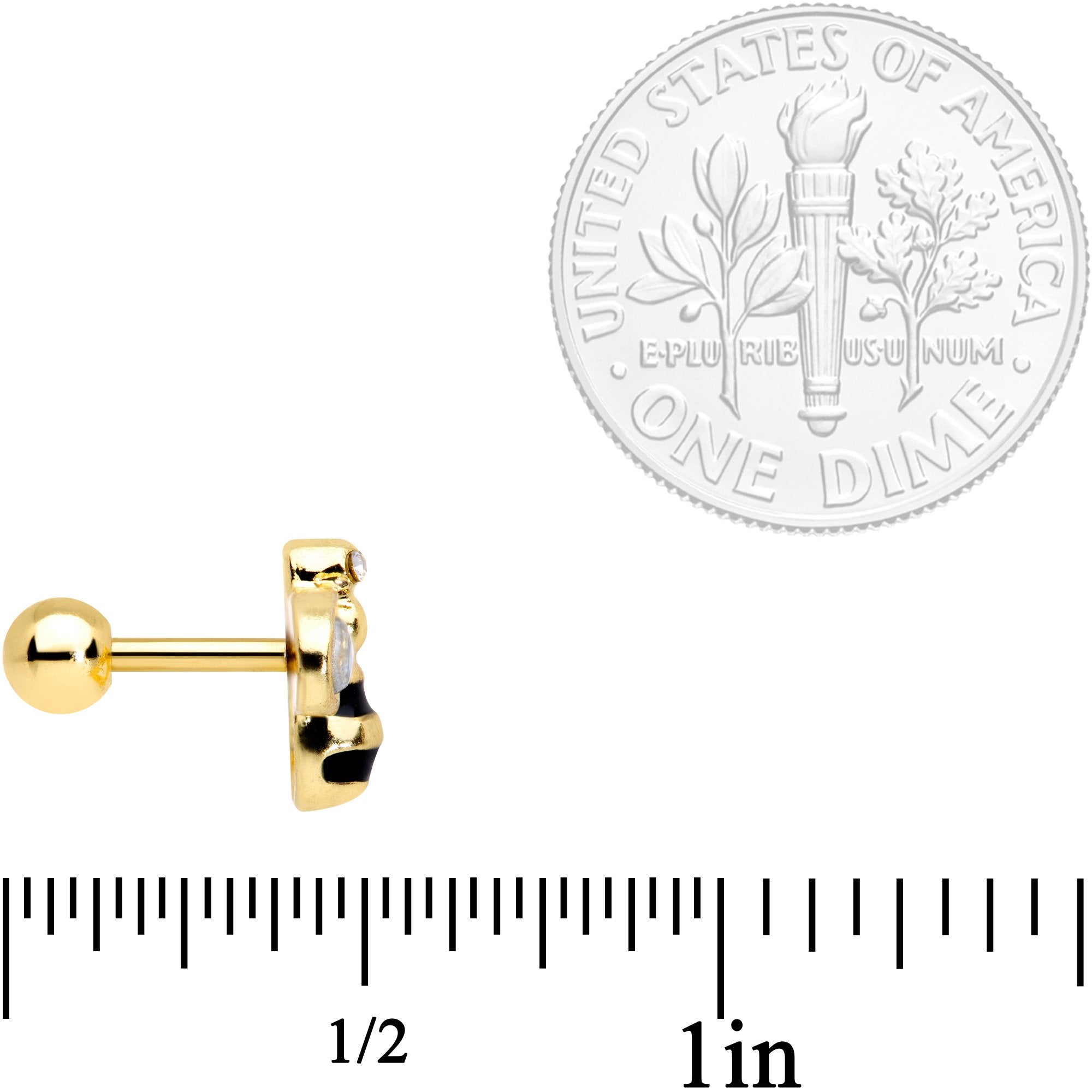 16G 1/4 Clear Gem Gold Tone Bling Bumblebee Cartilage Tragus