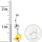 Clear Gem Yellow Easter Chick Dangle Belly Ring
