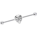 14G Clear CZ Gem Openwork Alien Industrial Barbell 38mm