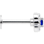 16G 5/16 Blue CZ Gem Square Cross Labret Monroe Tragus