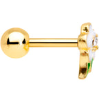 16G 1/4 Clear Gem Gold Tone White Flower Cartilage Earring