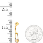 Clear CZ Gem Gold Tone Not Quite Punk Rock Safety Pin Belly Ring