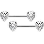 14G 9/16 Clear CZ Openwork Alien Barbell Nipple Ring Set