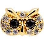 16G 5/16 Clear CZ Gem Gold Tone Wise Owl Labret Monroe Tragus
