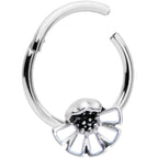 16G 3/8 White Blooming Blossom Hinged Segment Ring