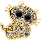 16G 5/16 Clear CZ Gem Gold Tone Glamour Cat Labret Monroe Tragus