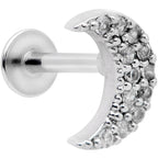 16G 5/16 Clear CZ Gem Crescent Moon Labret Monroe Tragus