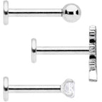 16G 5/16 Clear Gem Feather Internally Threaded Labret Set of 3