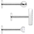 16G 5/16 Clear Black CZ Bar Internally Threaded Labret Set of 3