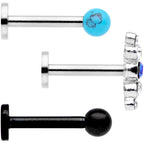 16G 5/16 Faux Turquoise Ball Internally Threaded Labret Set of 3