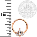 14G 0.51 inch Clear CZ Rose Gold Tone Crest BCR Captive Ring Set of 3