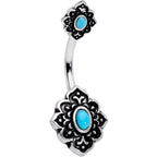 Faux Turquoise Beautiful Baroque Double Mount Belly Ring