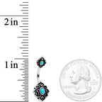 Faux Turquoise Beautiful Baroque Double Mount Belly Ring