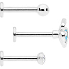 16G 5/16 Clear Gem Blue Flower Labret Monroe Tragus Set of 3