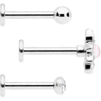 16G 5/16 White Faux Opal Flower Labret Set of 3