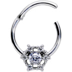 16G 3/8 Clear Gem Web of Glamour Hinged Segment Ring
