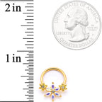 16G 3/8 Aurora CZ Gem Gold Tone Flower BCR Captive Ring