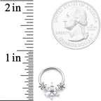 16G 3/8 Clear CZ Gem Flower BCR Captive Ring